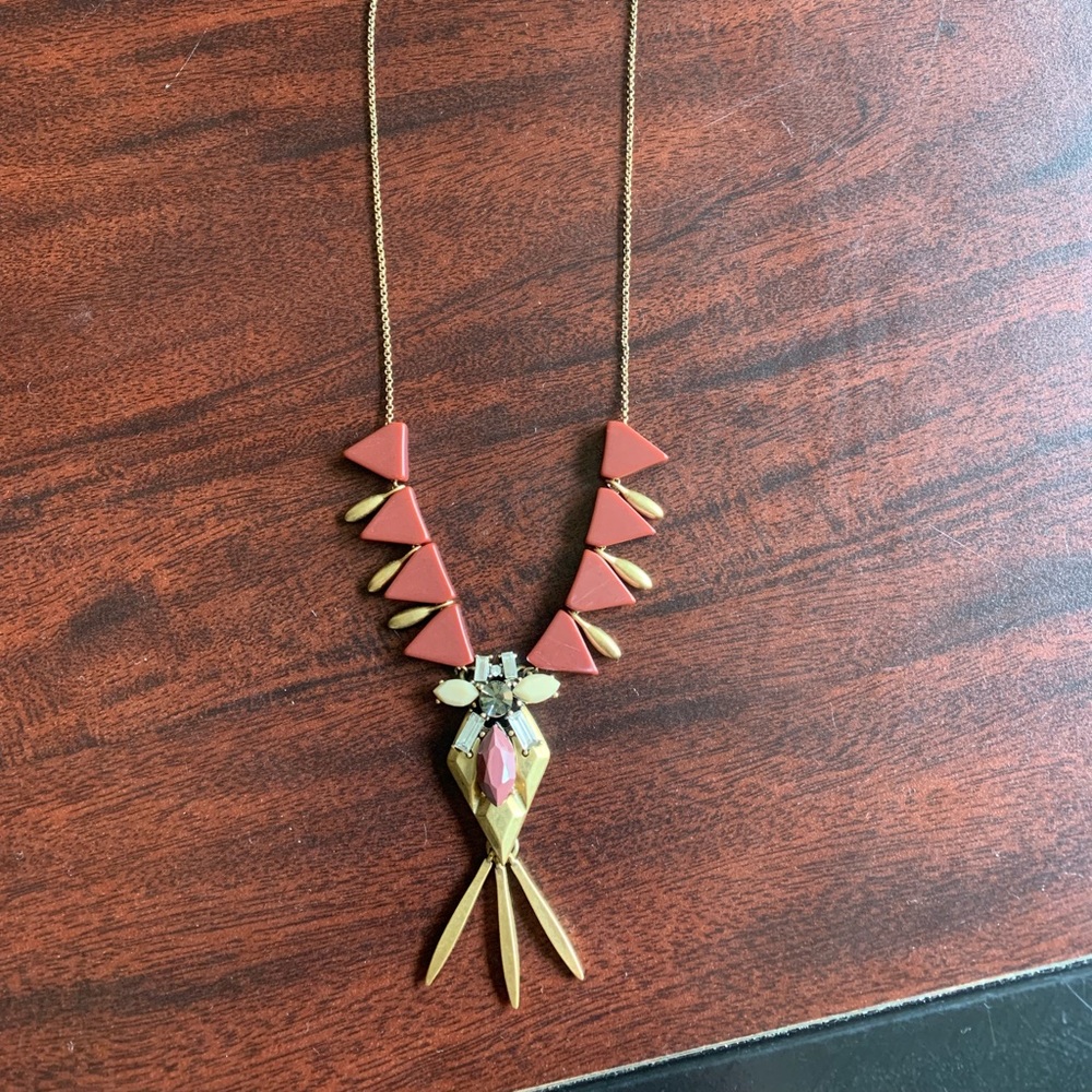 J crew maroon and gold statement necklace